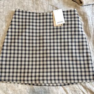 Monki Plaid A-Line Skirt Grey Blue L